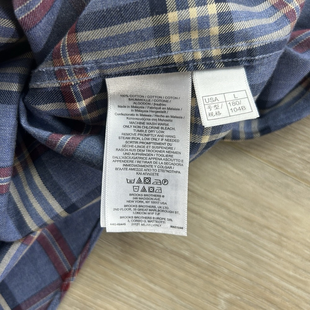 Brooks Brothers 1818 Men's Sz L Shirt Regent Tartan Plaid 100% Supima Cotton - Picture 5 of 9